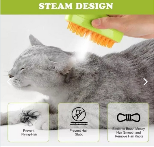 SteamCat Pro™ – Cepillo Automático 3 en 1 con Vapor para Gatos